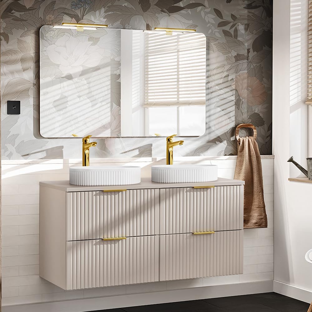 Lomadox Badezimmer Waschtischunterschrank 120cm, in Kaschmir, mit 2 Softclose-Schubladen