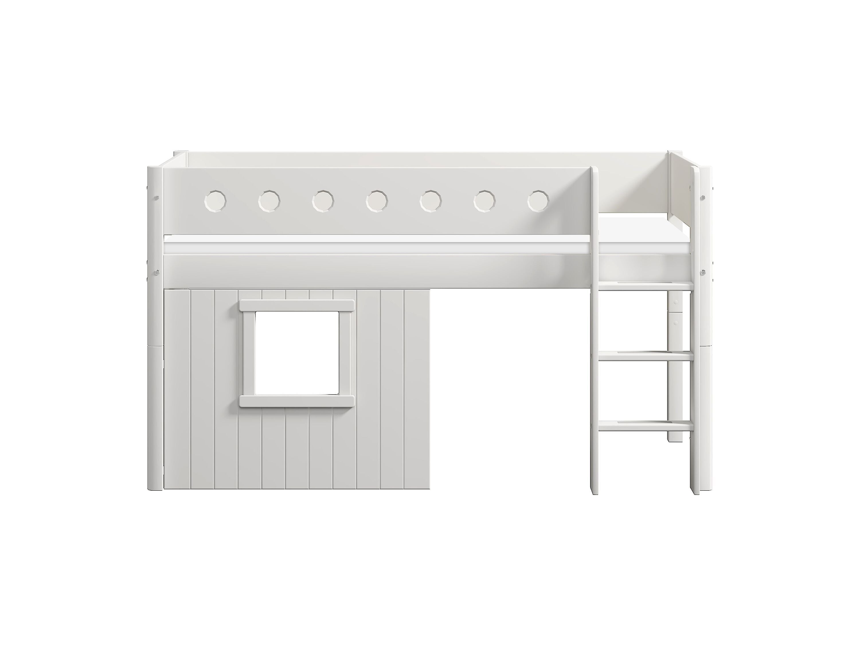 Flexa WHITE Halbhochbett mit Baumhaus - Weiss / B: 109.0 cm x T: 210.0 cm x H: 120.0 cm