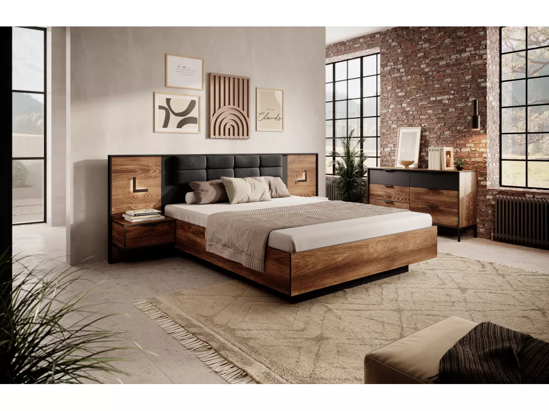 Lit escamotable MILTON B 160x200 Brun chocolat & Noir