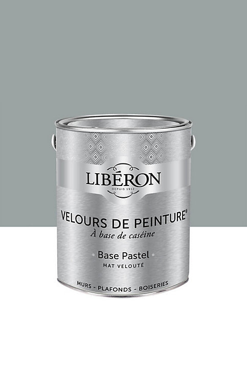 Peinture multisupport murs, plafonds et boiseries Velours de peinture gris corne de brume Libéron 2,5L