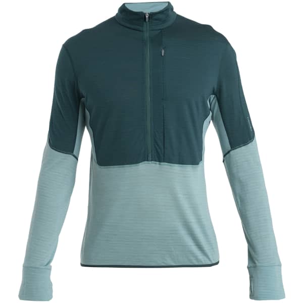 T-shirt thermique ICEBREAKER M MERINO 200 REALFLEECE DESCENDER LS HALF ZIP FATHOM GRN/CLOUD RAY/CB