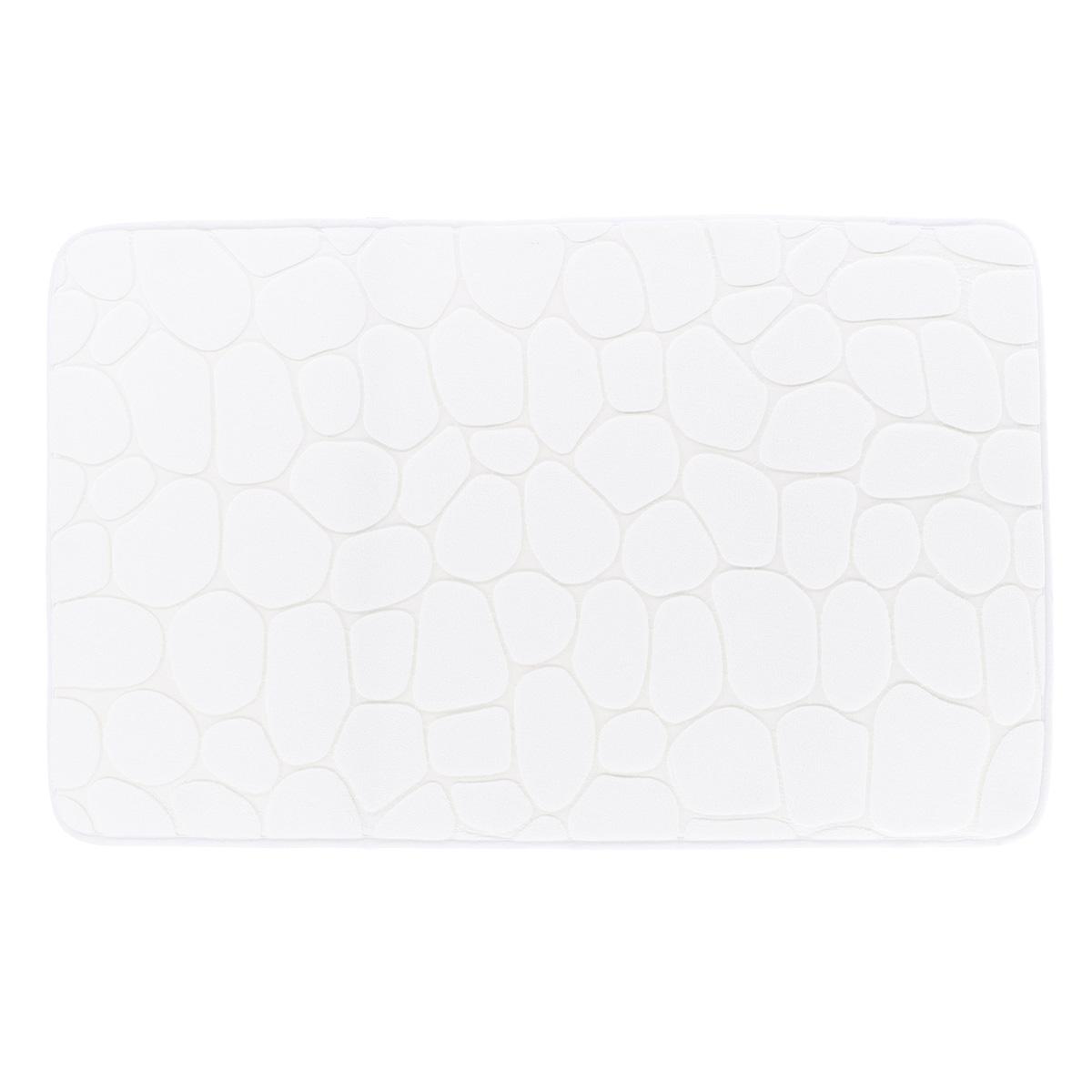 TAPIS MEMOIRE DE FORME MICROFIBRE GALET 50X80CM BLANC