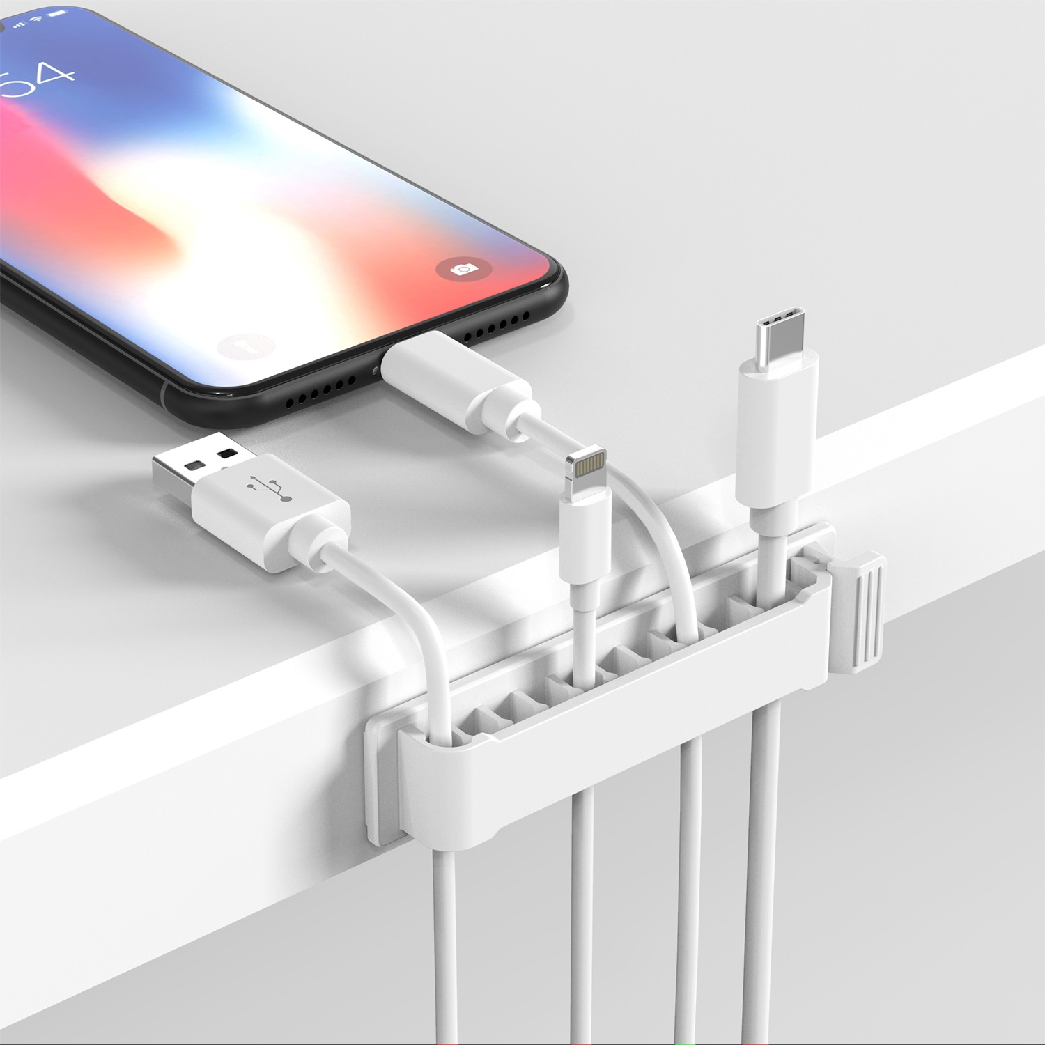 Selbstklebender Kabelhalter Vielzweck Kabelführung Organizer Clip - Weiss