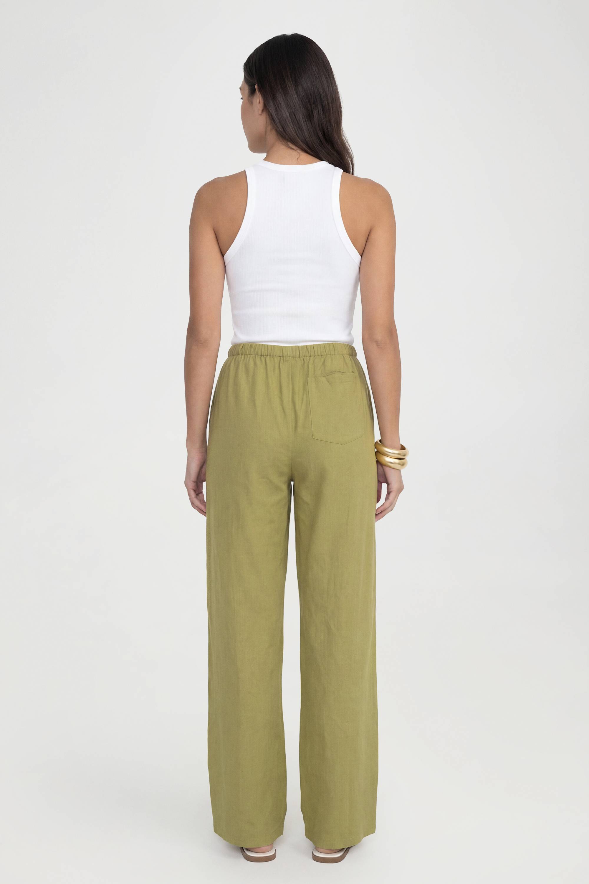boohoo Pantalon Large Aspect Lin Pour Grandes Tailles