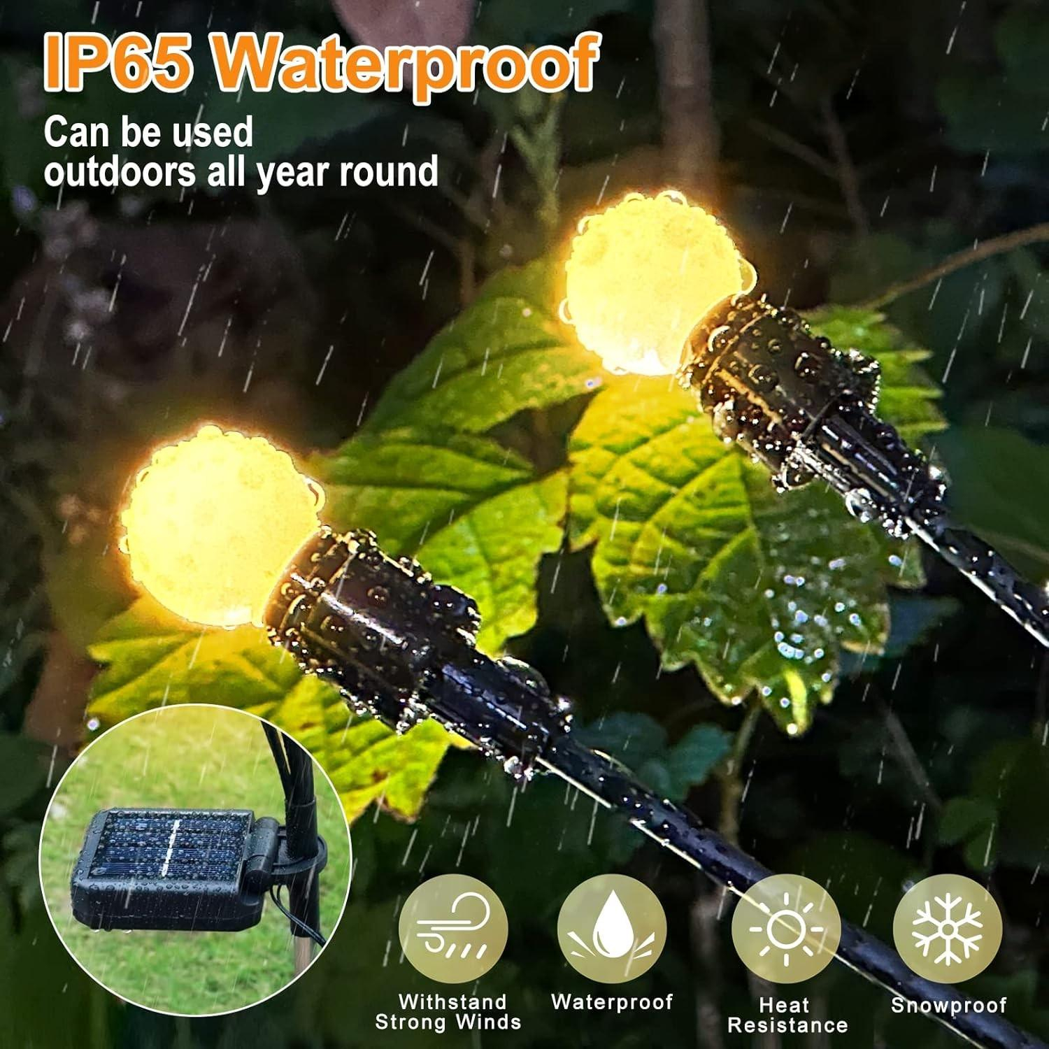(2er Set) 68cm 8 LED's Solar Glühwürmchen Garten Deko Beleuchtung Outdoor Lampe (IP65) - Warmweiss