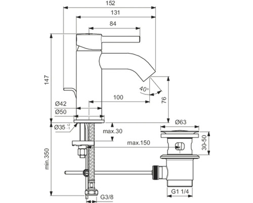 Ideal Standard CERALINE chroom wastafelkraan BC193AA