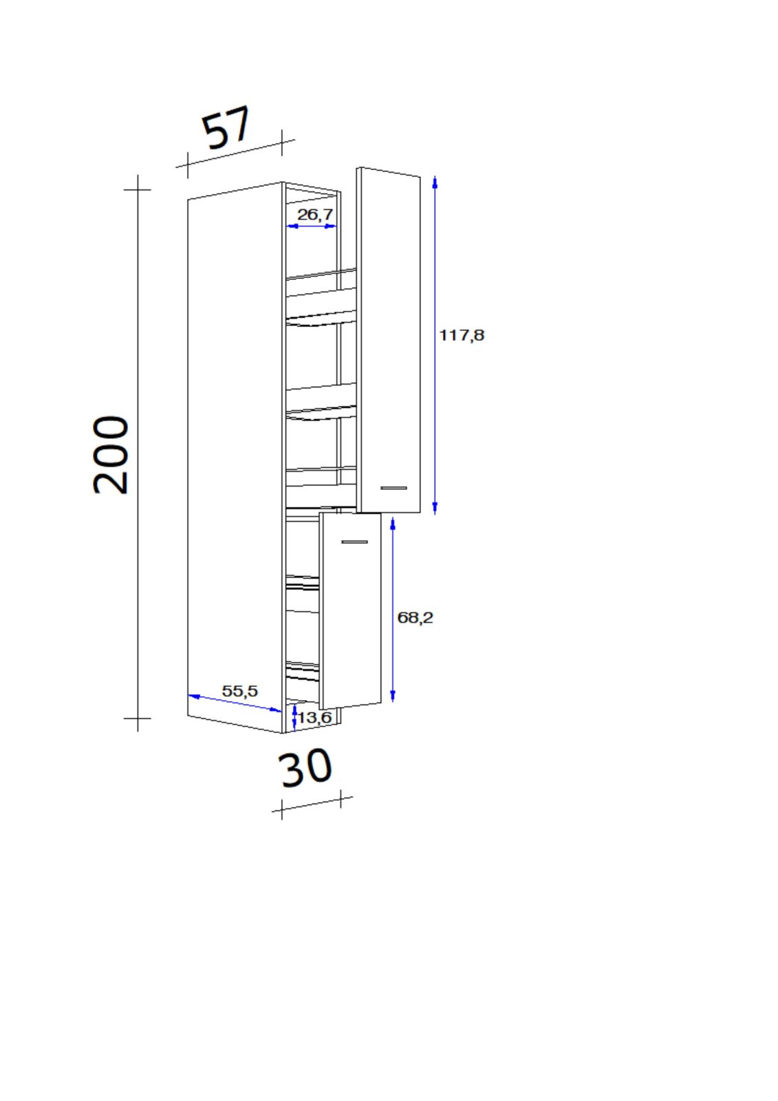 Apotheker-Hochschrank CARA - schilfgrün - Artisan Eiche - 30 cm