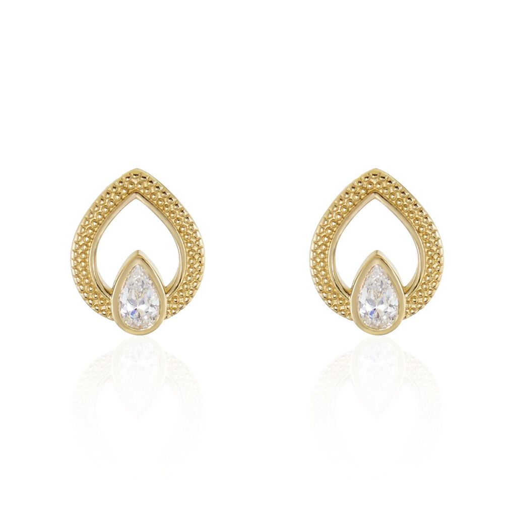 Boucles D'oreilles Puces Plaqué Or Lame Oxydes De Zirconium