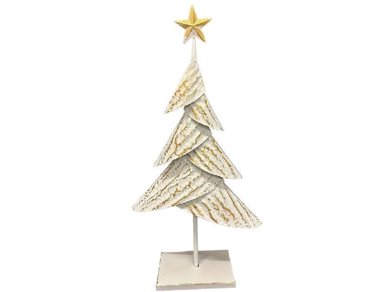 Dameco Weihnachtsfigur Christbaum 12 x 30 x 59 cm, Gold/Wei Weihnachtsbaum
