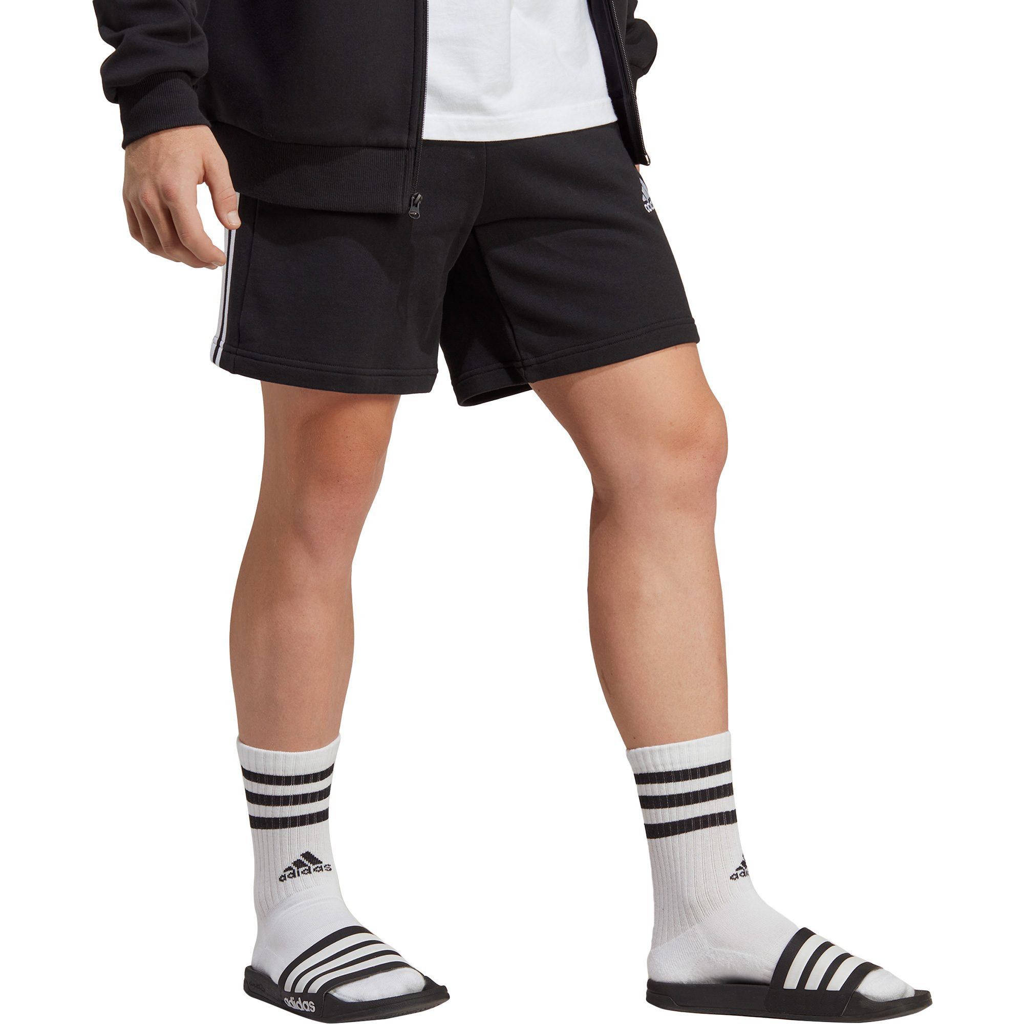 adidas Essentials French Terry 3-Streifen Shorts Herren schwarz