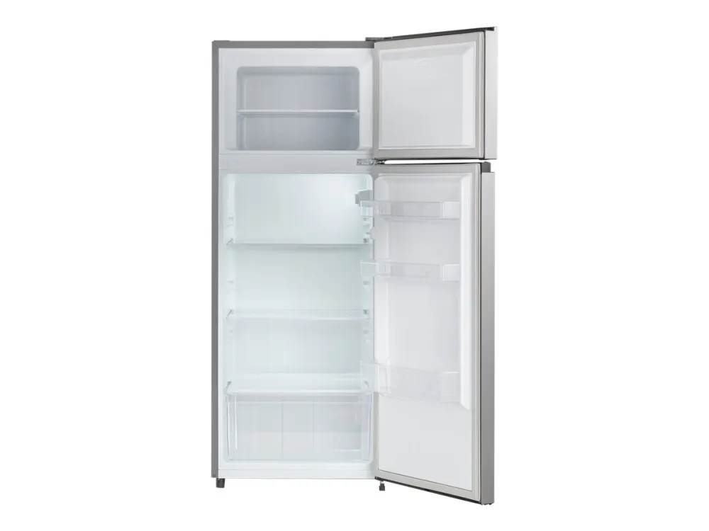 SEVERIN DT 8761 - Køleskab/fryser - top-fryser - bredde: 54.2 cm - dybde: 55 cm - højde: 143.4 cm - 206 liter - Klasse E - sølv