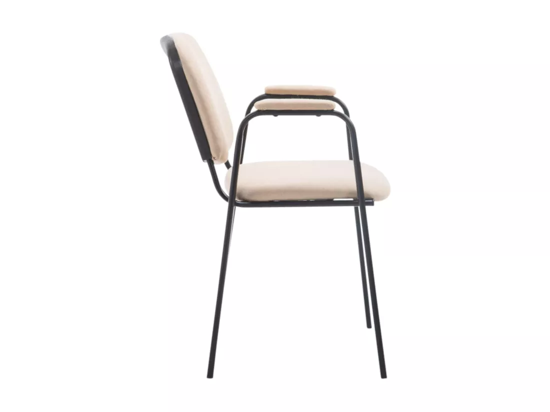 Lot de 4 Chaise de conférence - Tissu & Métal noir mat - Crème - Ken Pro