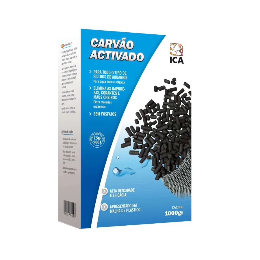 Carvão ativado Ica para filtros de aquário