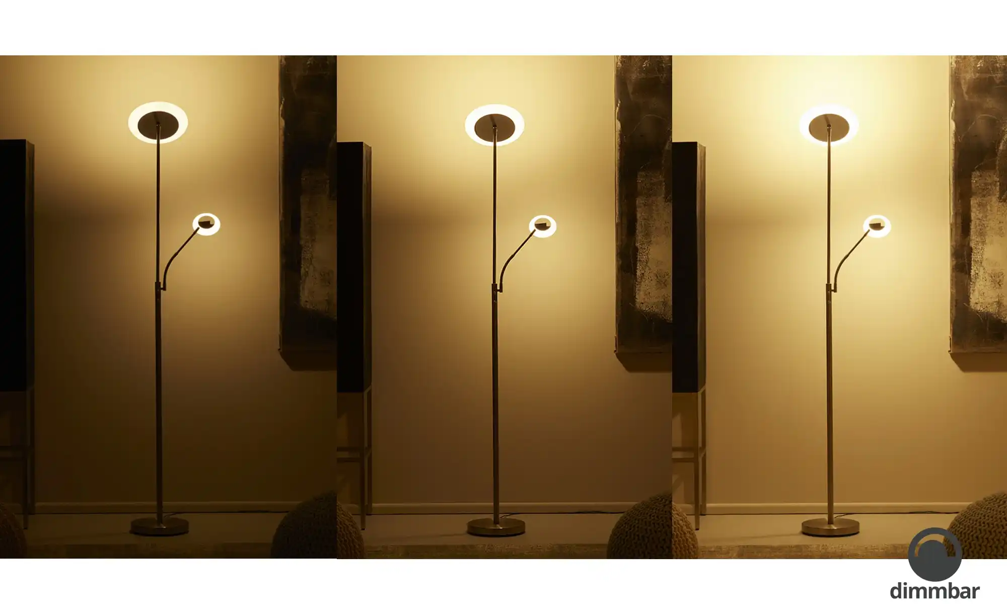 KHG LED-Deckenfluter, 2-flammig, Nickel-matt