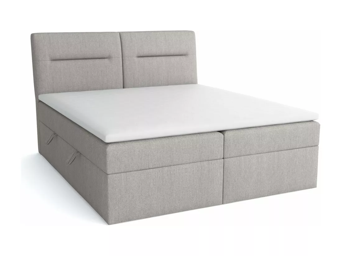 LE LIT BOXSPRING Moderno avec coffres de lit et surmatelas, en tissu Lux 05 (gris clair), 200x200 cm.