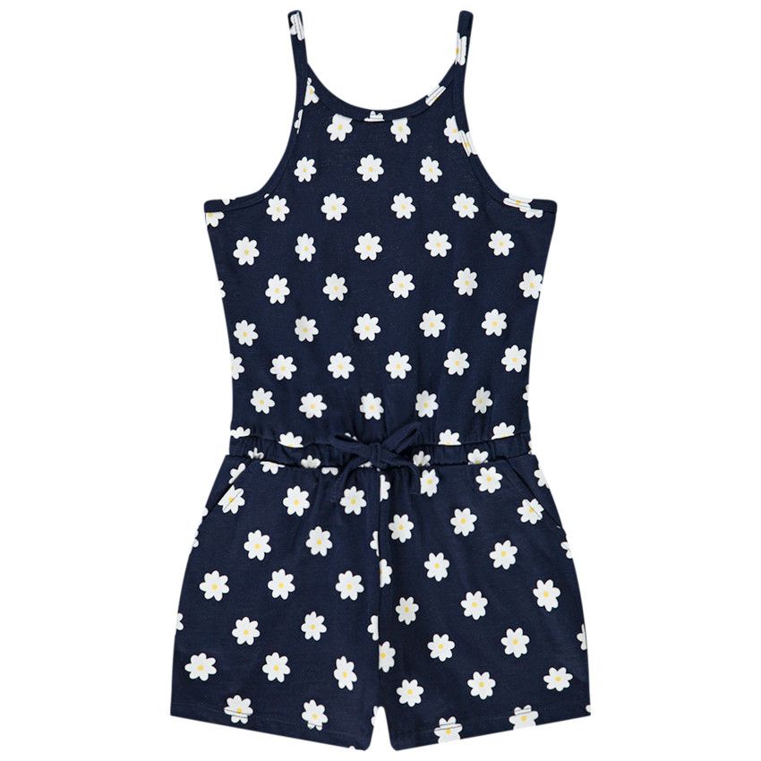 Combishort en jersey imprimé fantaisie pour fille - Bleu marine