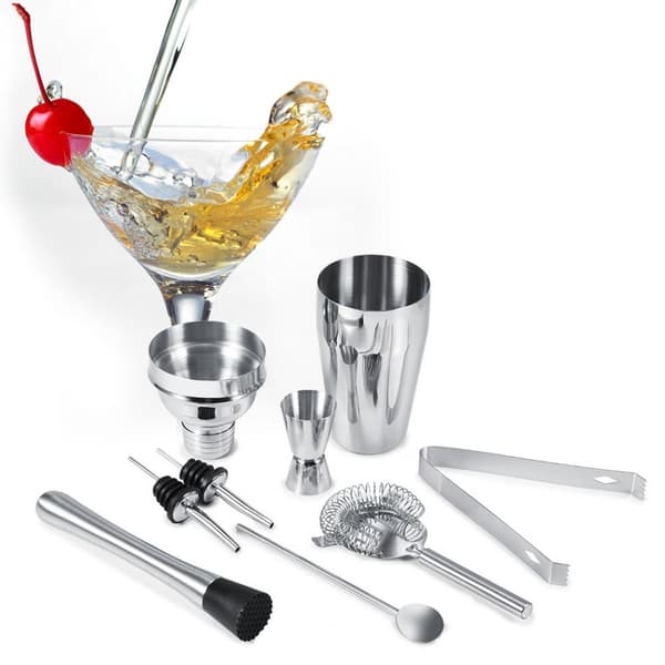 8-delt cocktailsett, barsett, shaker 550ml - Rustfritt stål