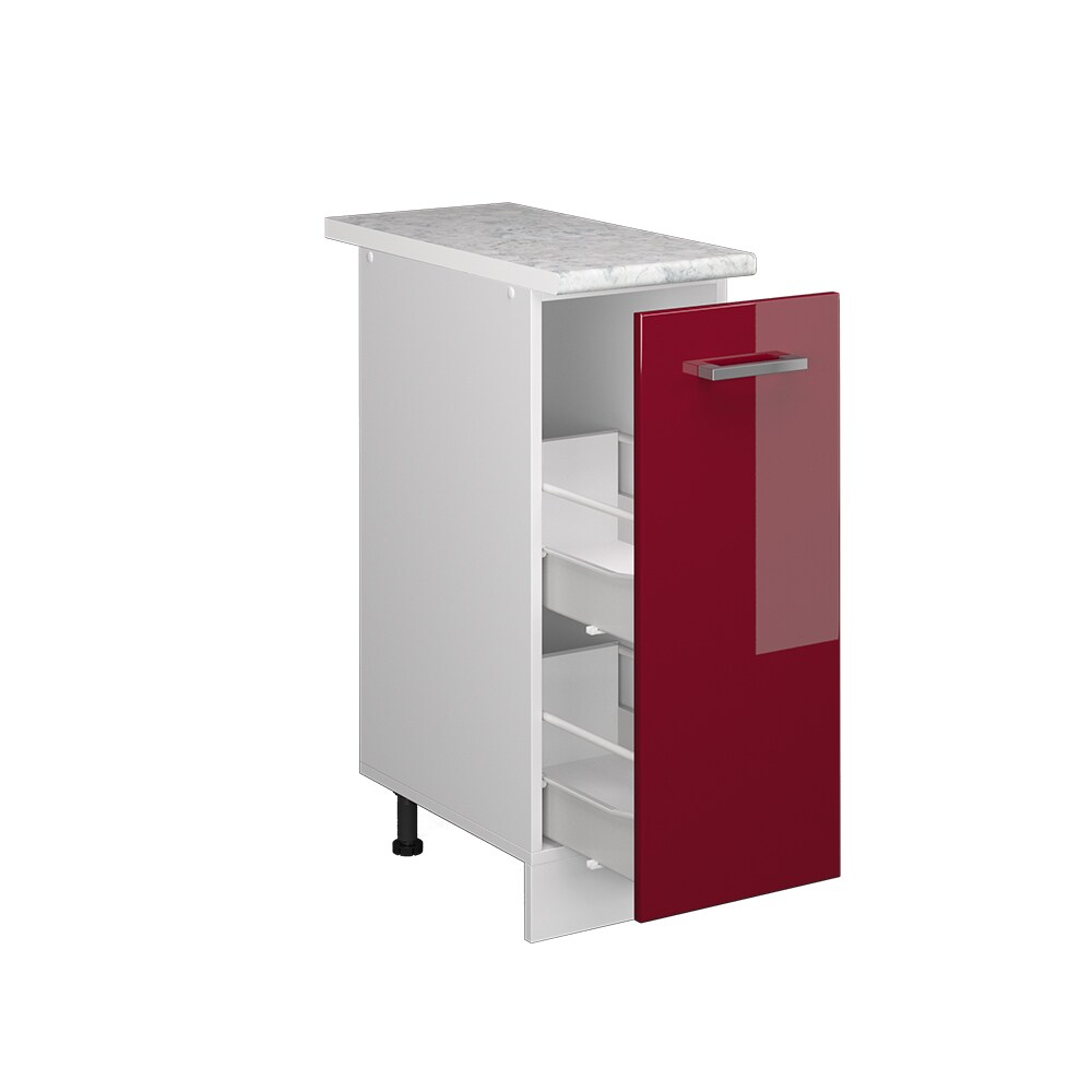 Vicco Apothekerunterschrank Küchenschrank Küchenzeile R-Line 30 cm Weiß Bordeaux Hochglanz Arbeitsplatte