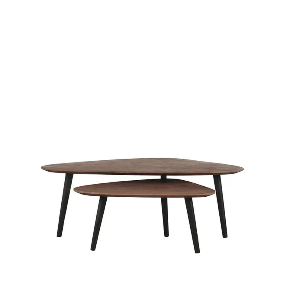 LABEL51 Salontafel Rock 110x64x39 cm - Espresso - Mangohout - Set van 2