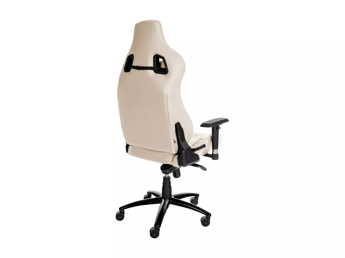Chaise de bureau - Véritable cuir & Métal - Crème - Keren