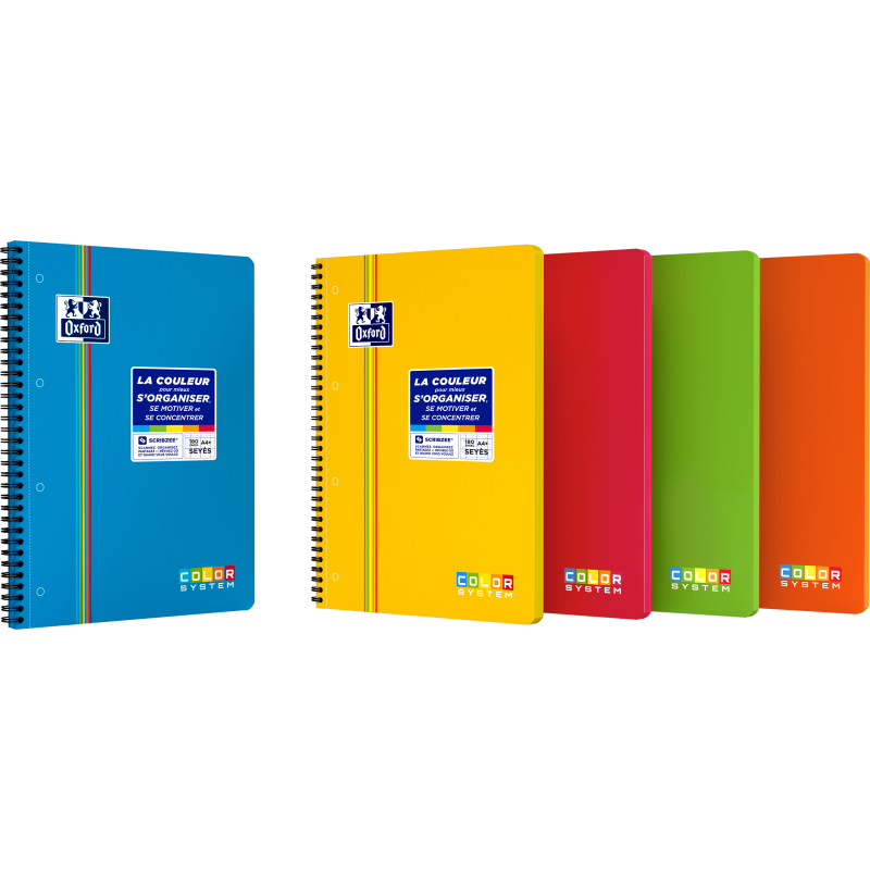 Cahier Oxford Color System Integrale 222x298 180P Optik P. 5 Couleurs Seyes Polypro Assorti
