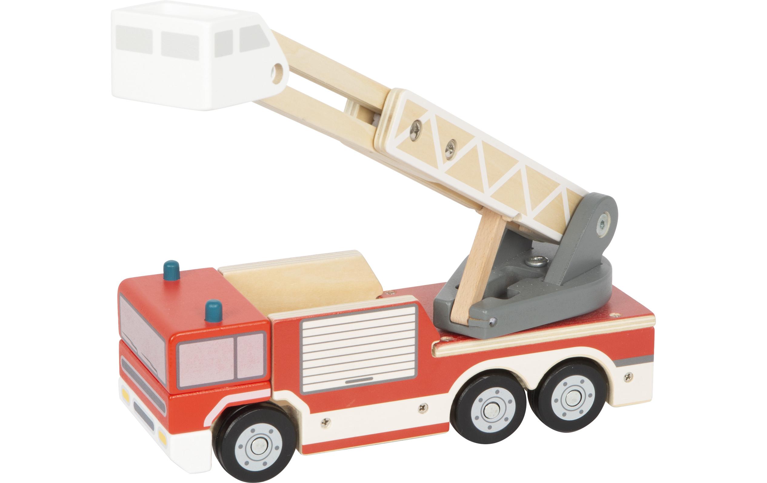 Feuerwehr mit DrehleiterHolz-Feuerwehrauto für Kinder mit ausziehbarer Leiter