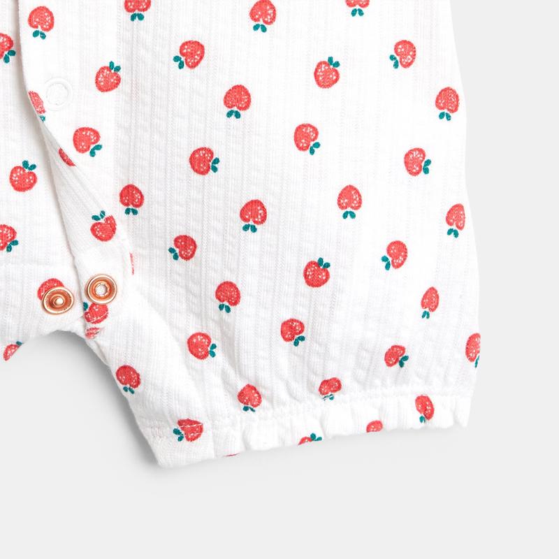 Combi courte maille fantaisie motif fraises rose bébé fille Rose