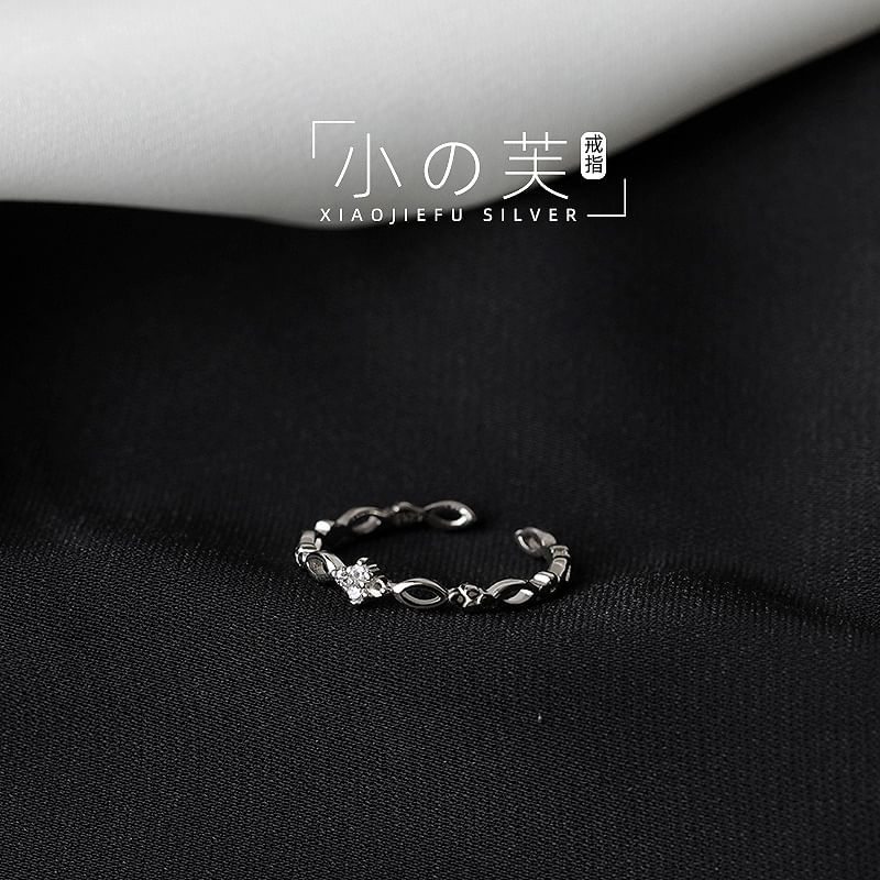 pexrl sieraden - Sterling zilveren open ring met strass