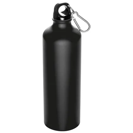 Macma Aluminium Trinkflasche mit Karabinerhaken, 800 ml, schwarz