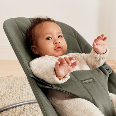 BabyBjörn Bliss Vippestol Vevet Bladmønstret Quilt, Mørkegrønn