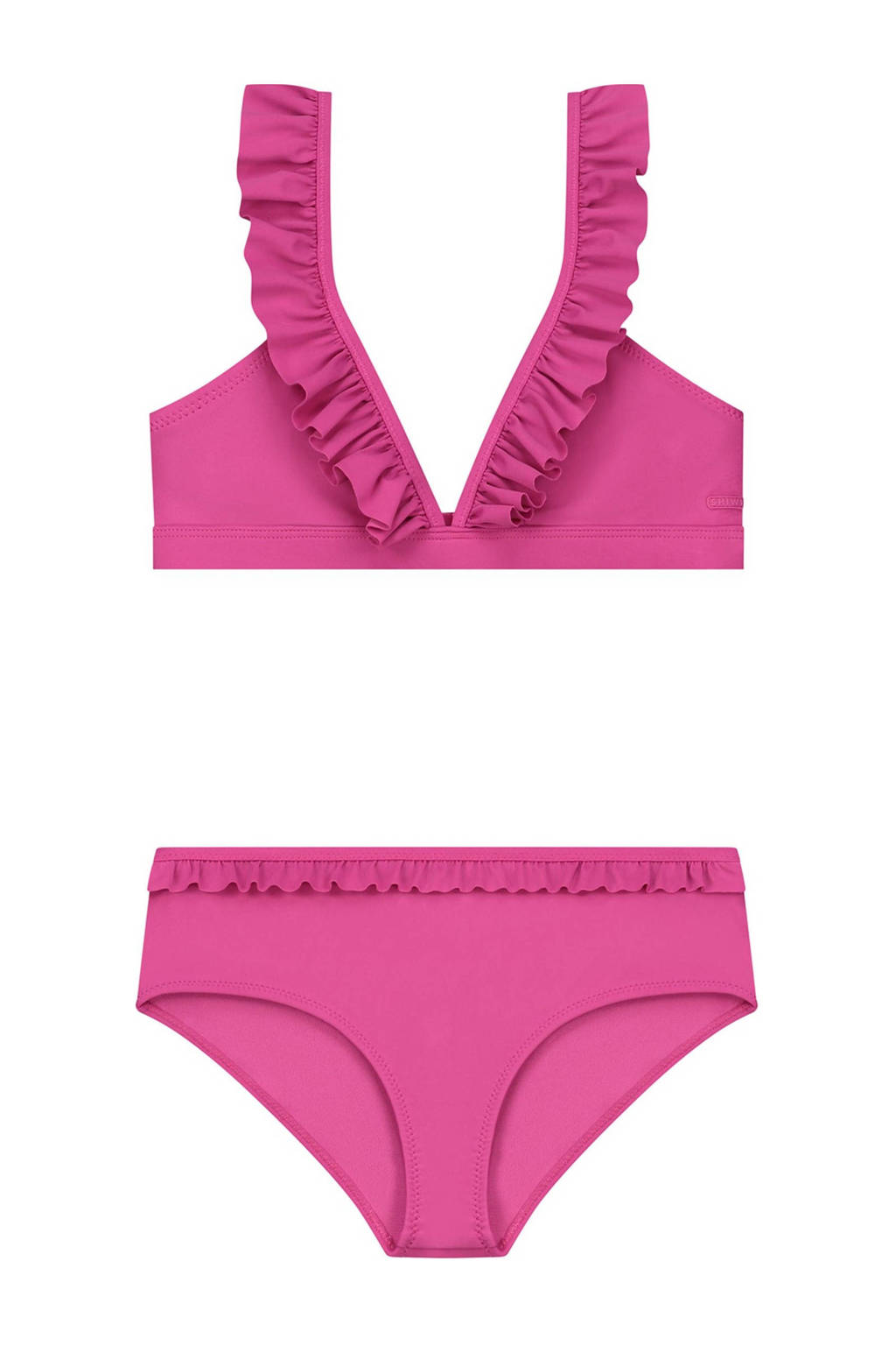 Heel leuk, maar pasvorm broekje te wijdtriangel bikini Bella met ruches roze