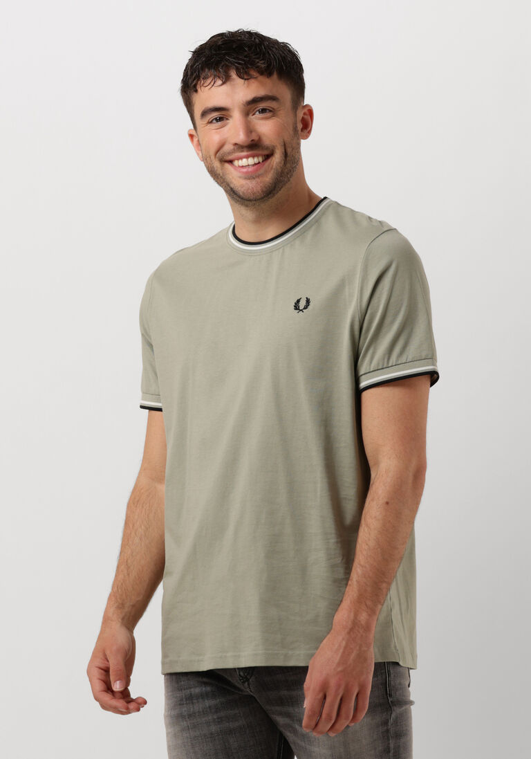 FRED PERRY groene fred perry t-shirt twin tipped t-shirt