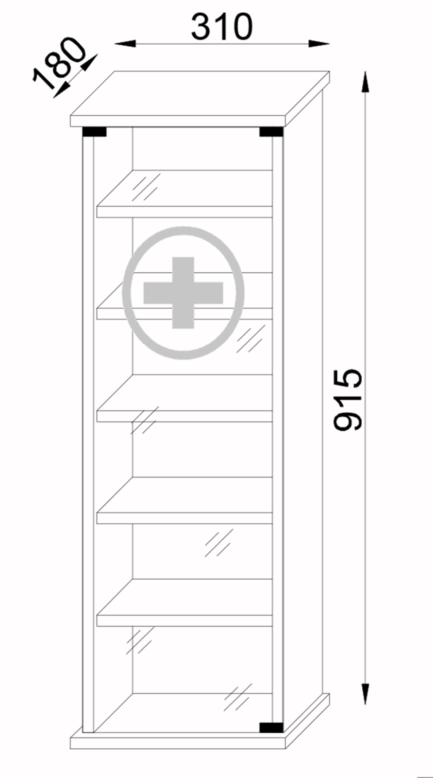 Medizinschrank GUSAL - Sonoma Eiche - 31 cm breit