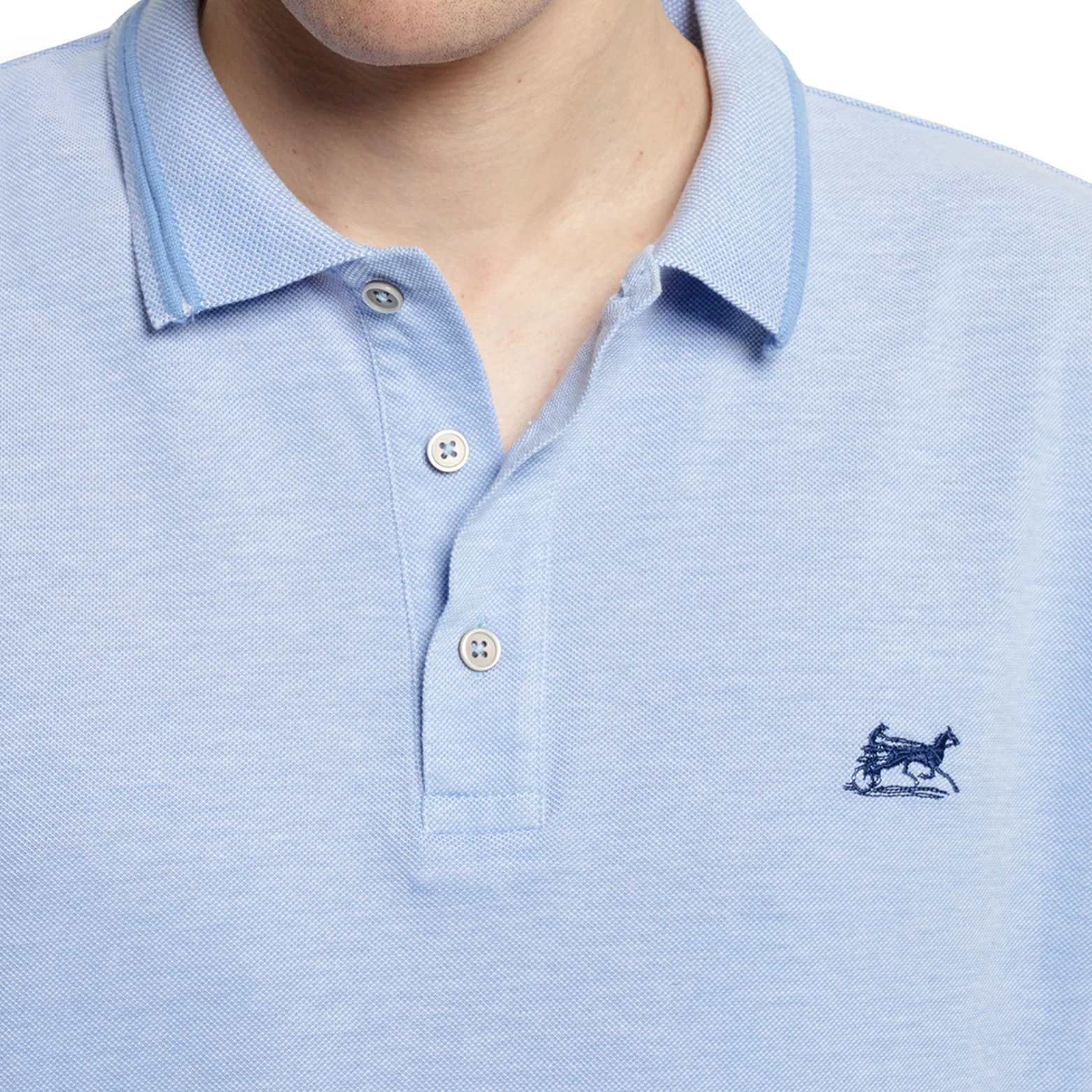 Polo bleu ciel chiné 100 % coton