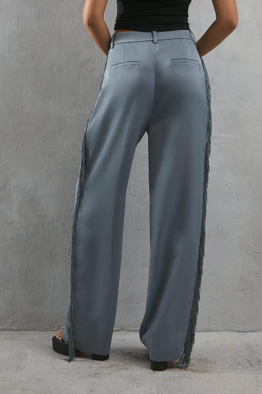 Warehouse Pantalon Droit Premium à Franges Latérales
