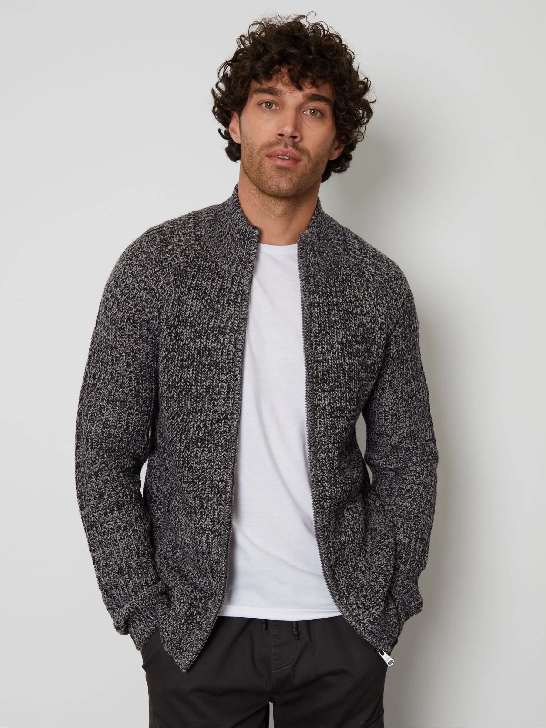 Grijs - Threadbare vest met ritssluiting