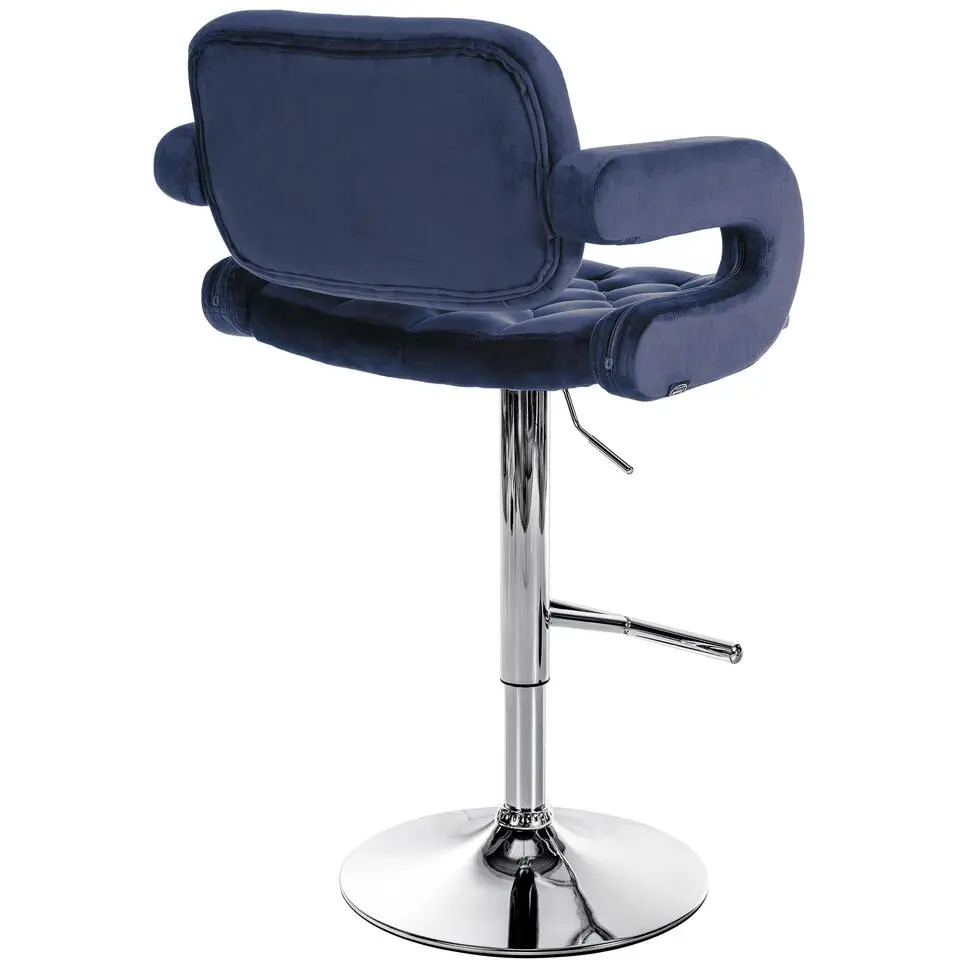 CLP Barkruk Dublin chroom Frame - Fluweel - blauw