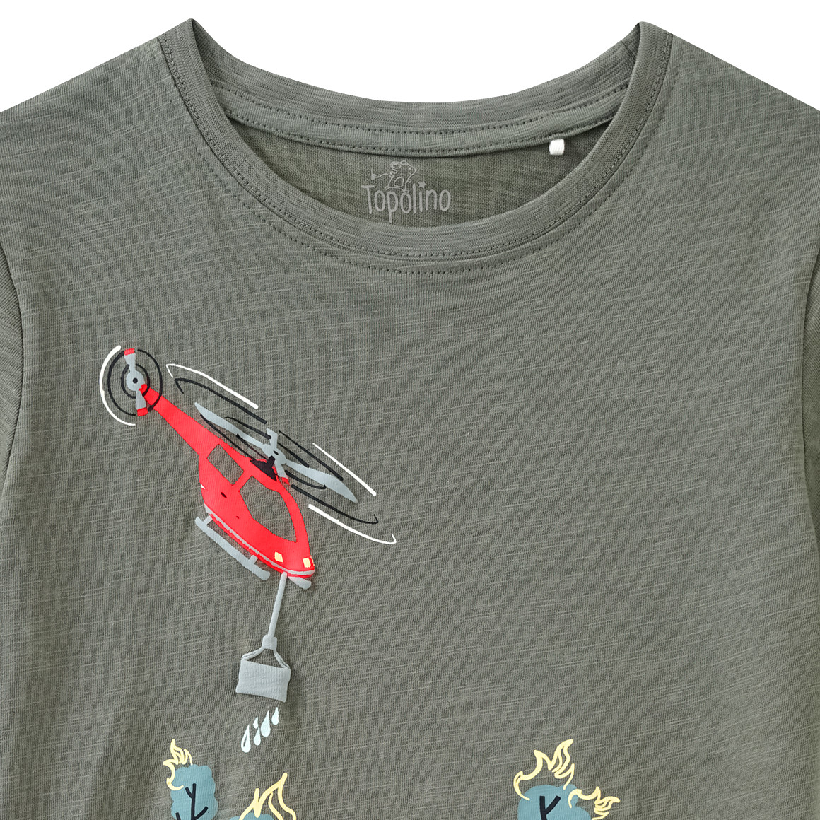 Topolino Jungen T-Shirt mit Feuerwehr-Print dunkeloliv