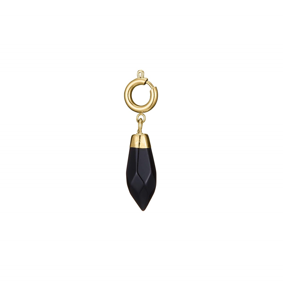 Charm Obsidienne noire acier doré or