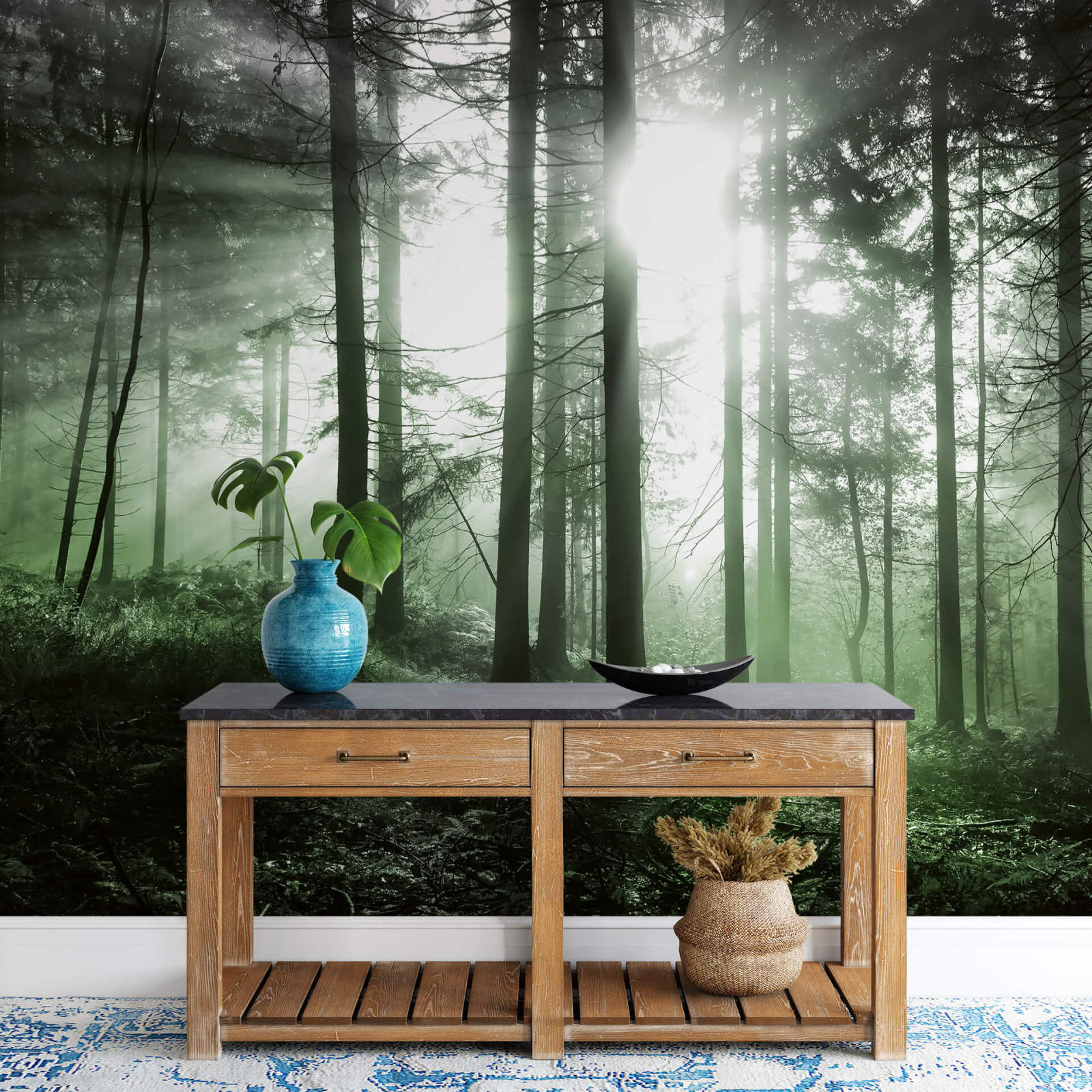 Fototapete DESIGNWALLS 2.0 - grün-schwarz - Wald - 2,6 Meter