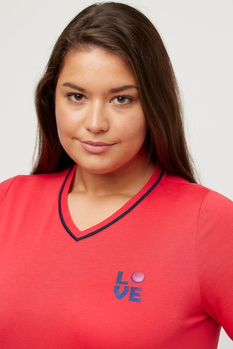 T-Shirt, Love, V-Ausschnitt, Halbarm, antibakteriell