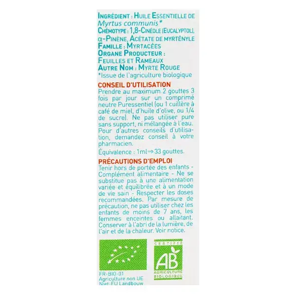 Óleo Essencial de Murta Orgânico Puressentiel 5ml