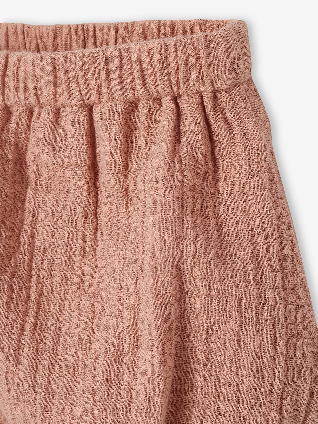 Vestido de chiffon de algodão e calcinha combinando, rosa claro, tamanho médio, para bebê.
