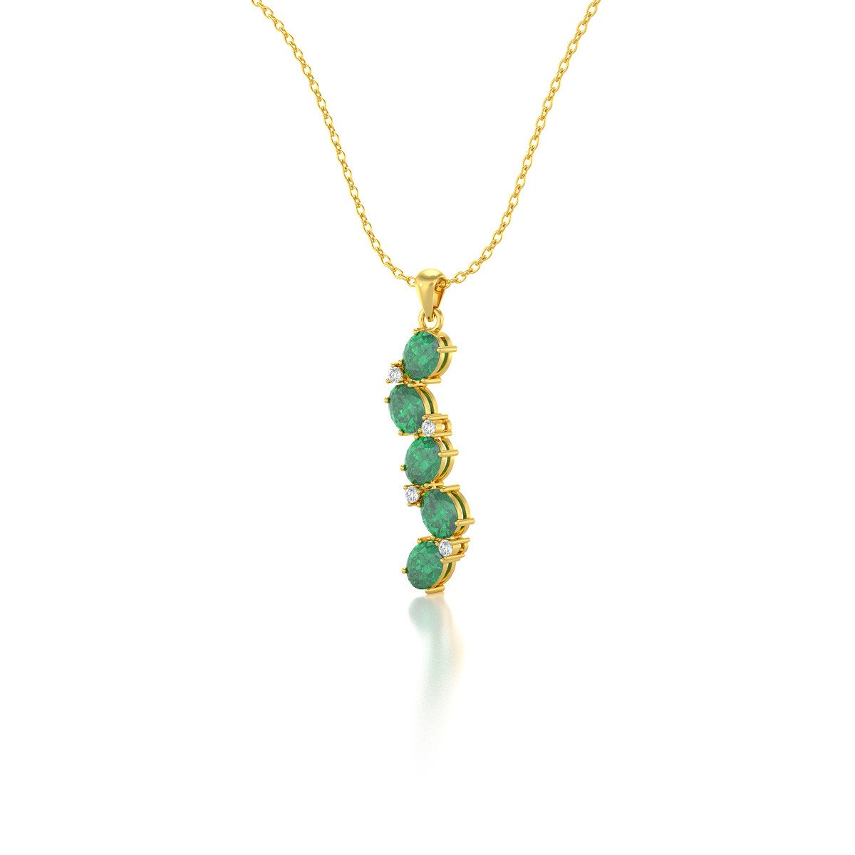 Collier Pendentif ADEN Or 585 Jaune Emeraude et Diamants Chaine Or incluse 1.78grs