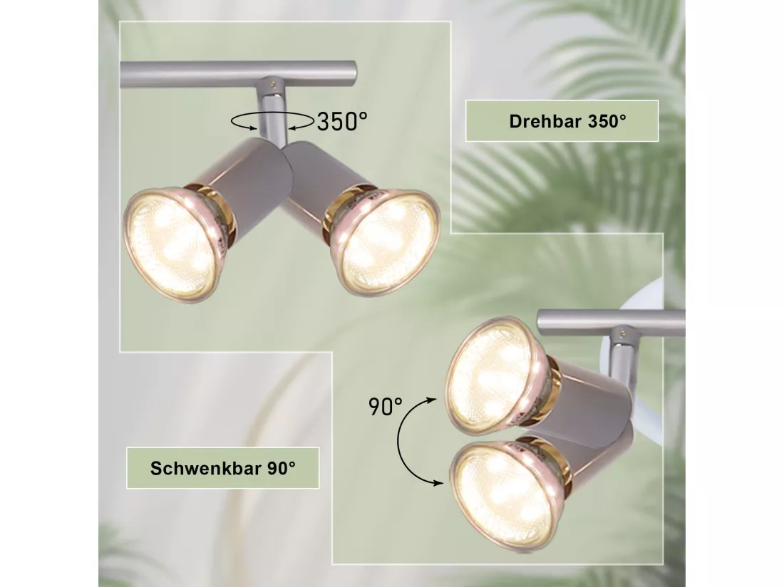 NETTLIFE Spot de plafond 4 flammes GU10 Plafonnier moderne couloir ampoule incluse orientable 350°
