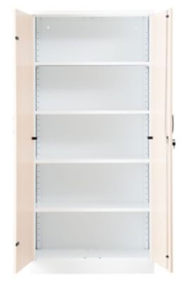 PROREGAL Beetle archiefkast met 4 legplanken, afmetingen (H x B x D): 195 x 92 x 42 cm, wit & esdoorn