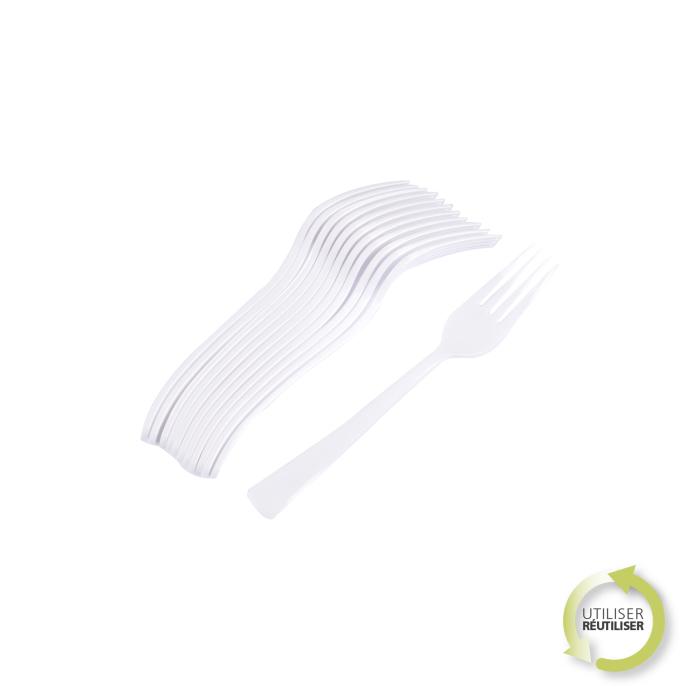 SET 12 FOURCHETTES REUTILISABLES BLANC H.18.5CM
