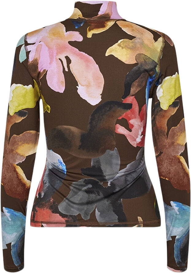 Stine Goya Elastic High Neck Collared Top, 2244 Stocking Jersey Aquarelle garden