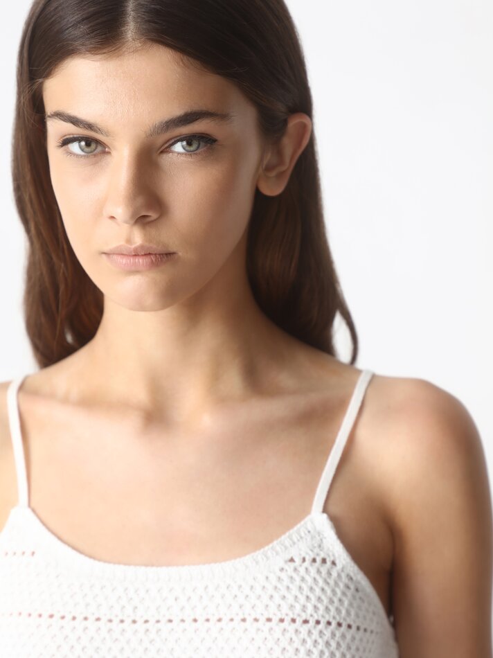 Top cropped de tricô - Branco
