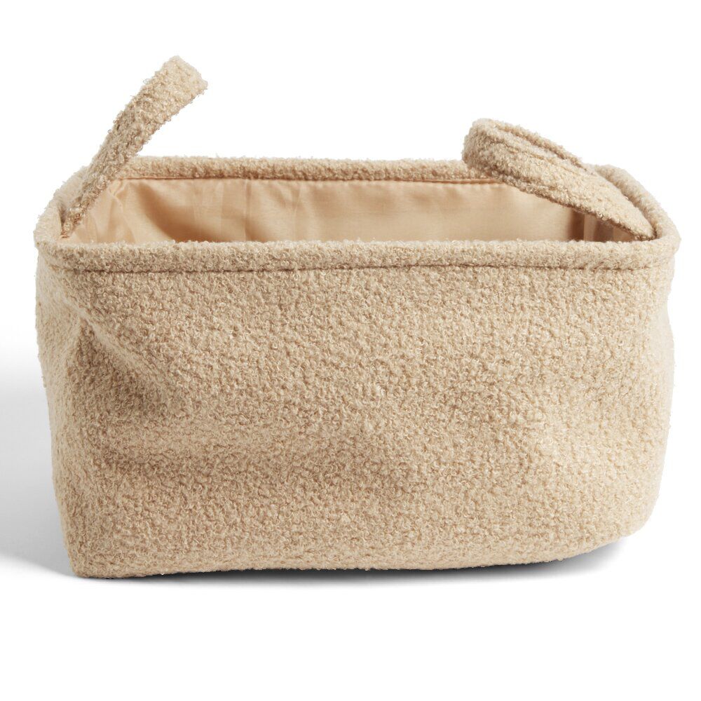 Panière laine bouclée beige 36x26xH20cm